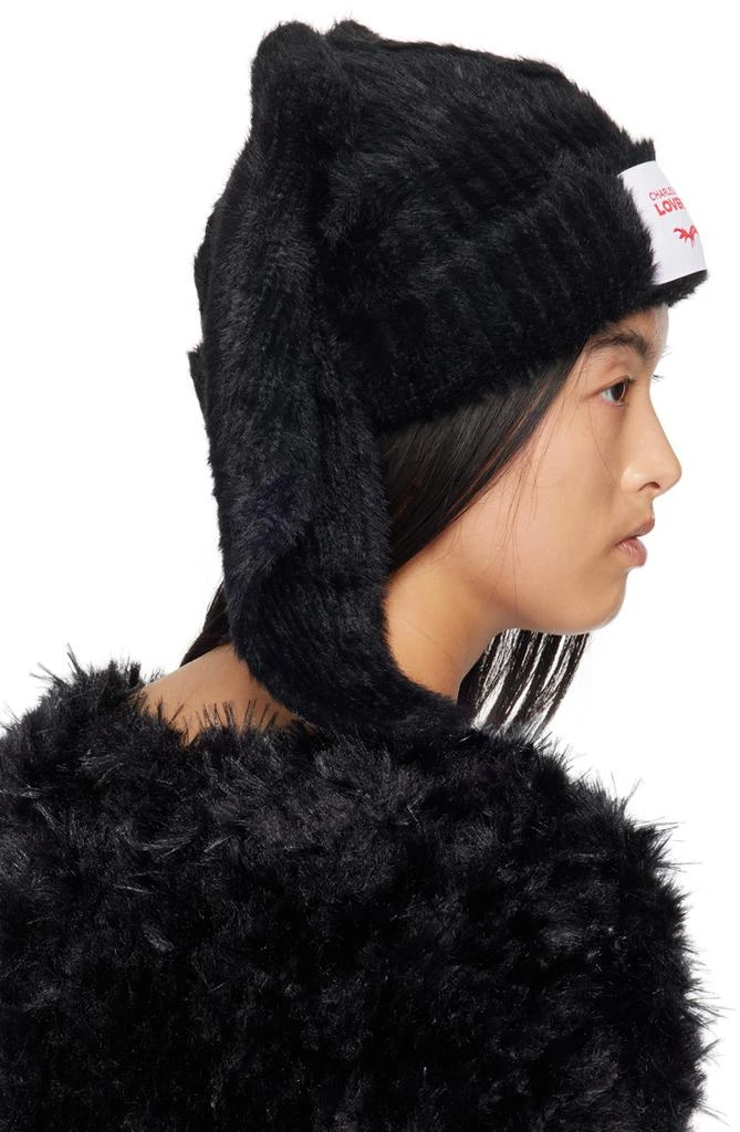 Charles Jeffrey Loverboy Black Fluffy Chunky Rabbit Beanie 3