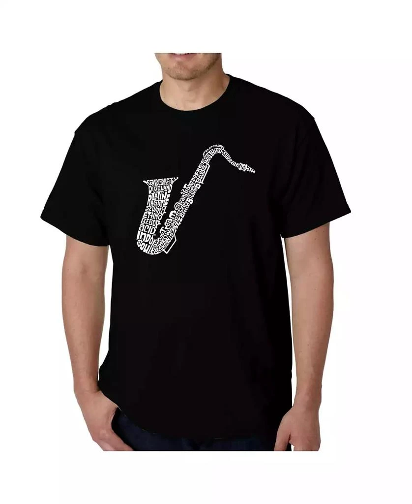 LA Pop Art Mens Word Art T-Shirt - Saxaphone 1