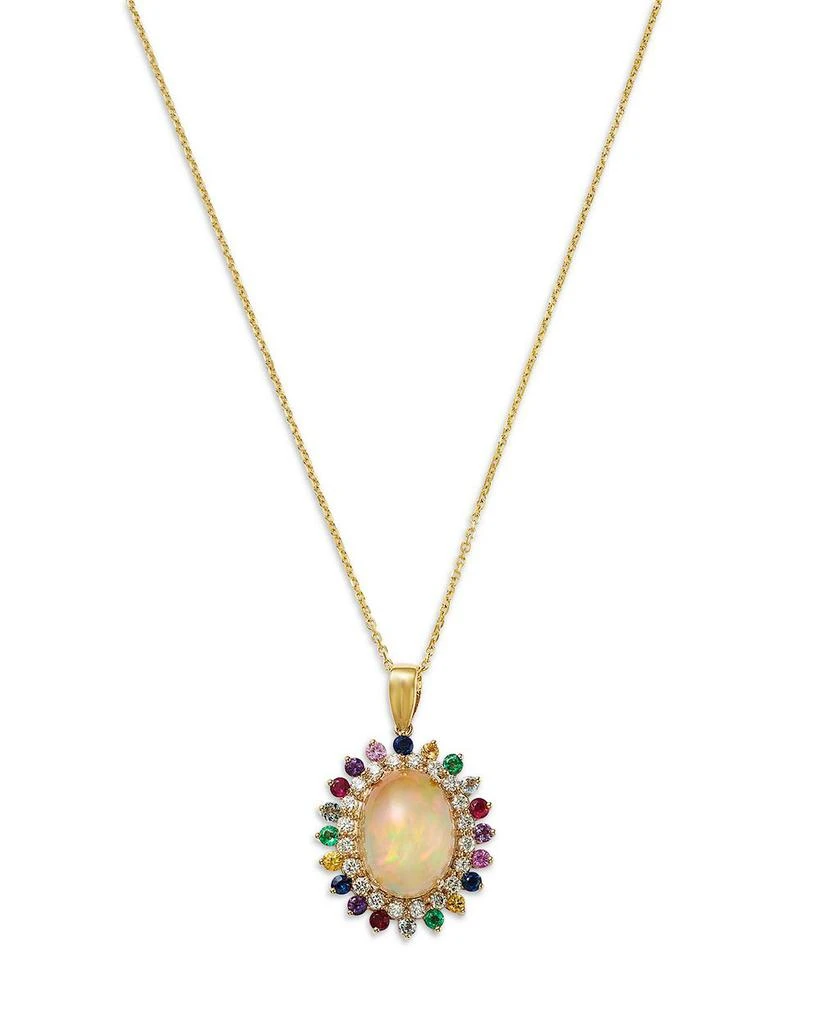 Bloomingdale
s Fine Collection Opal, Multi Gemstone 
Diamond Halo Pendant Necklace in 14K Yellow Gold, 16" 1