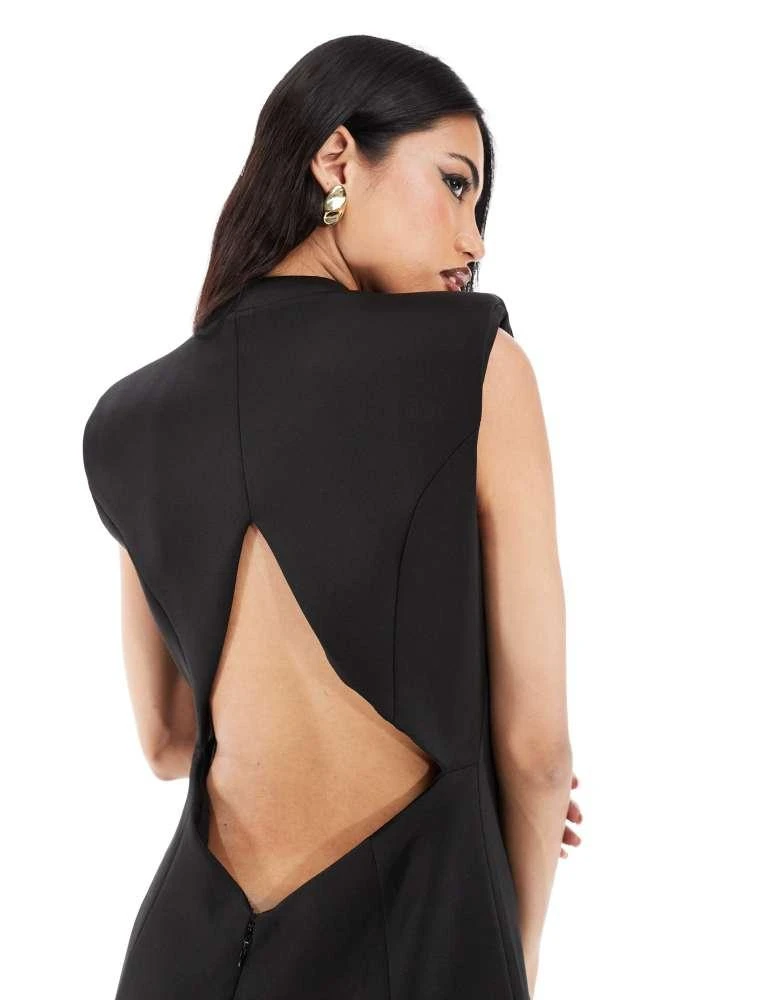 ASOS ASOS DESIGN scuba moulded plunge fishtail maxi dress in black 3