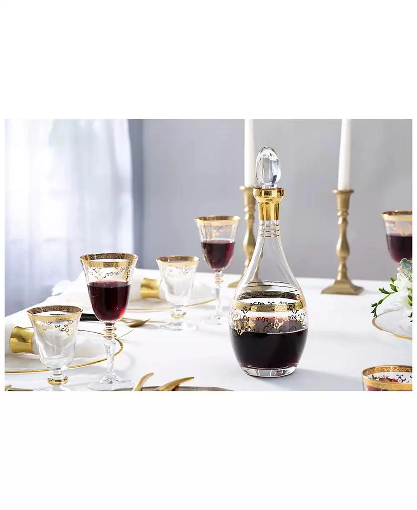 Classic Touch Glass Wine Bottle with Rich Gold-Tone Design 2