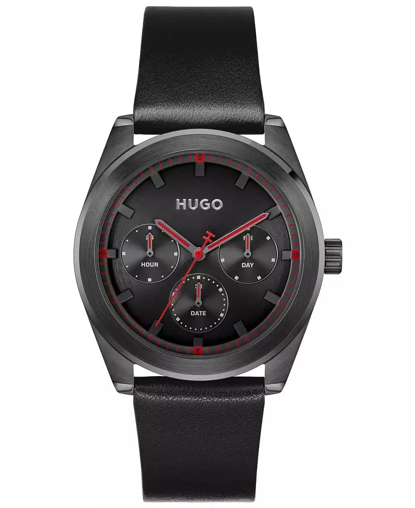 Hugo Boss Men's Bright Sport Quartz Multifunction Black Calfskin Watch, 42mm 1
