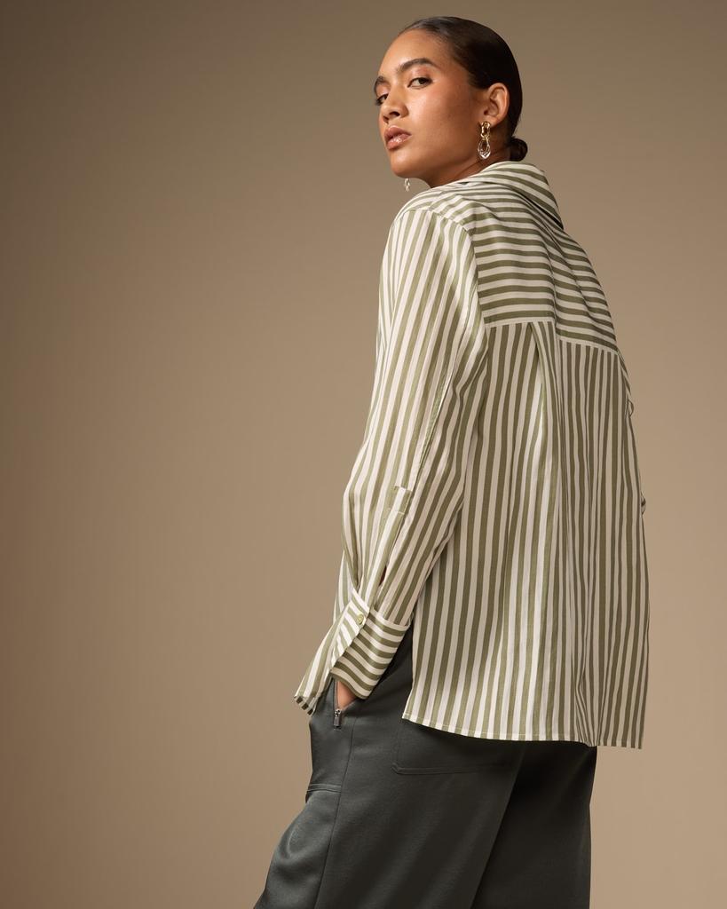 Vince Coast Stripe Shaped-Collar Pullover Shirt