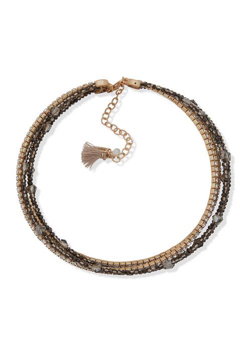 Lonna & Lilly Lilly Gold Tone Rhinestone Choker Necklace
