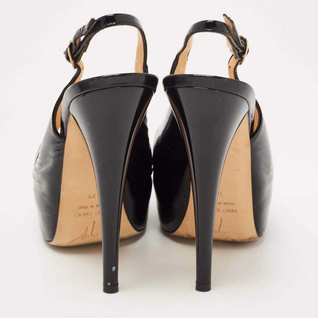 Giuseppe Zanotti Giuseppe Zanotti Black Patent Leather Peep Toe Platform Slingback Pumps Size 36 5