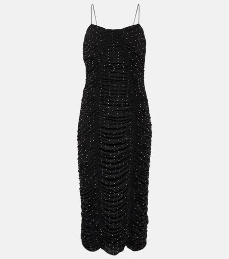 ROTATE Birger Christensen Crystal-embellished mesh midi dress 1