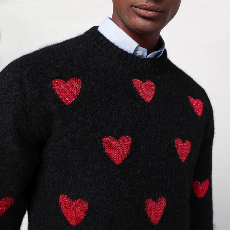 Valentino Jacquard heart pattern sweater black/red 4