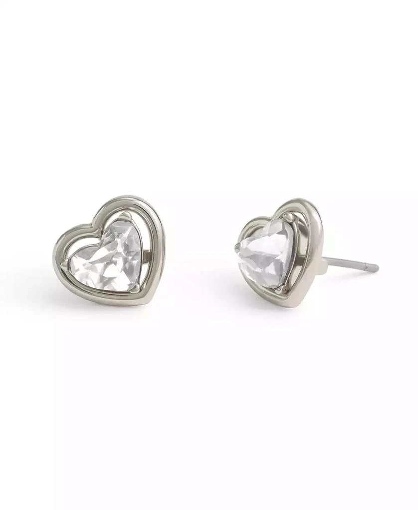 Coach Faux Stone Halo Heart Stud Earrings