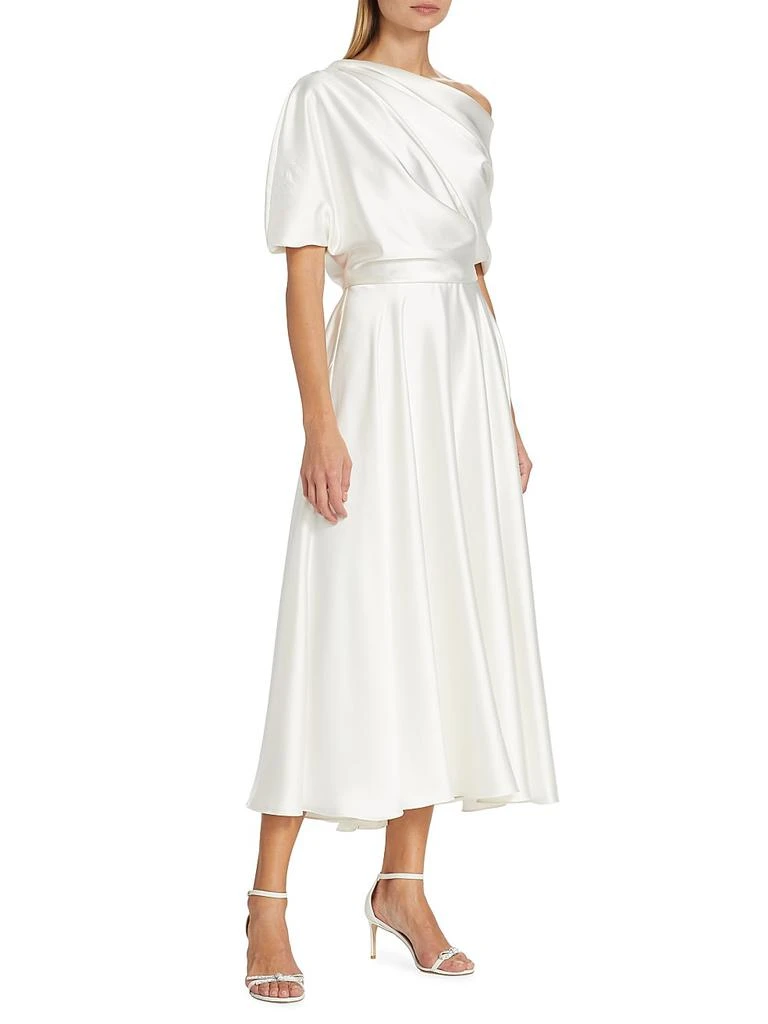 Amsale Draped Off-The-Shoulder Satin Midi-Dress 2