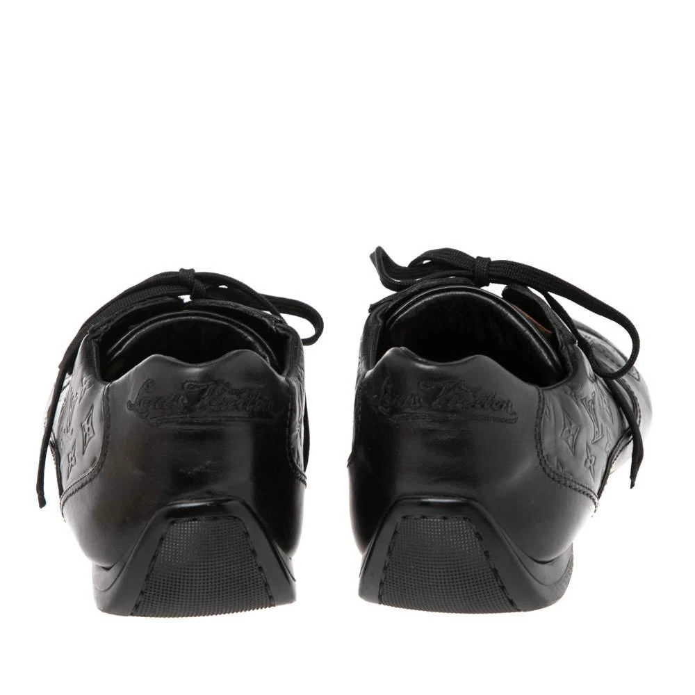 Louis Vuitton Louis Vuitton Black Monogram Embossed Leather Lace Up Sneakers Size 44.5 5