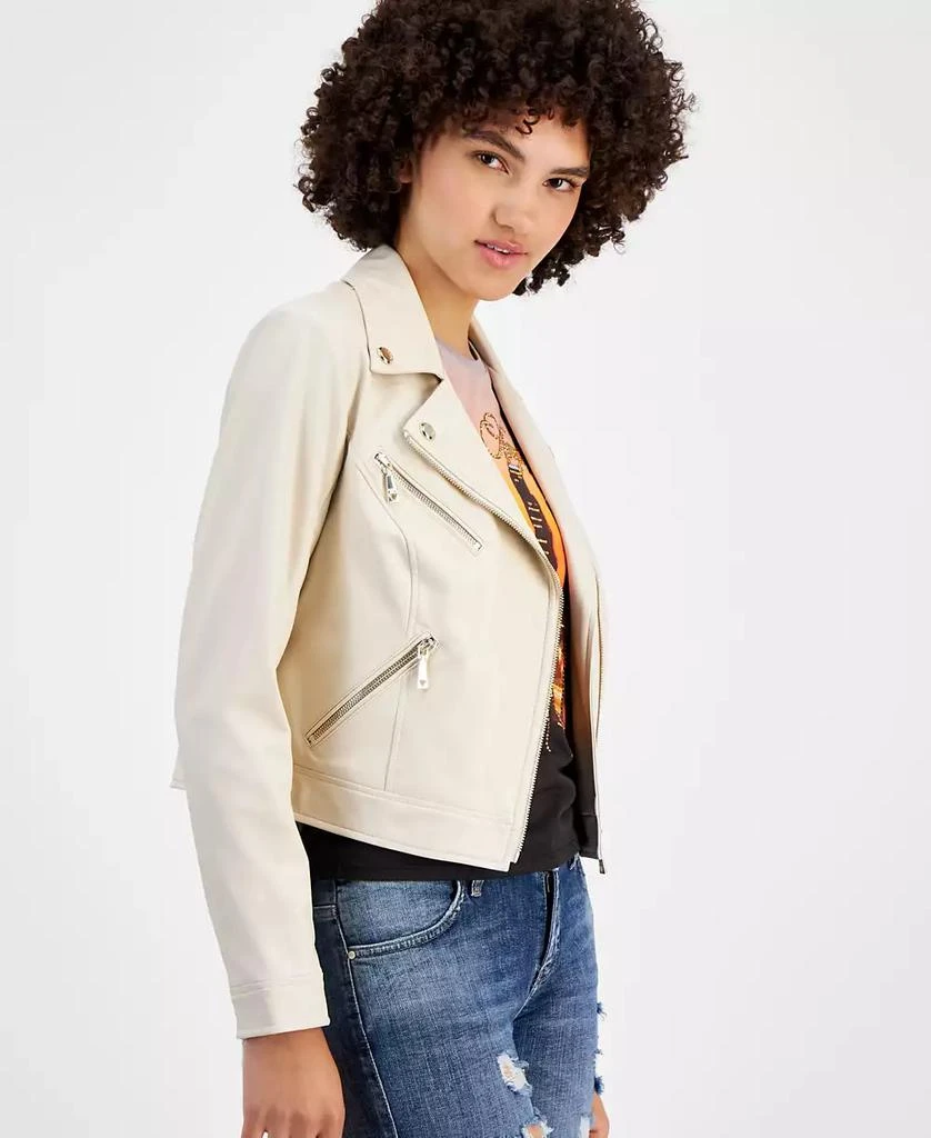 GUESS Women's Venom Faux-Leather Cropped Moto Jacket 3