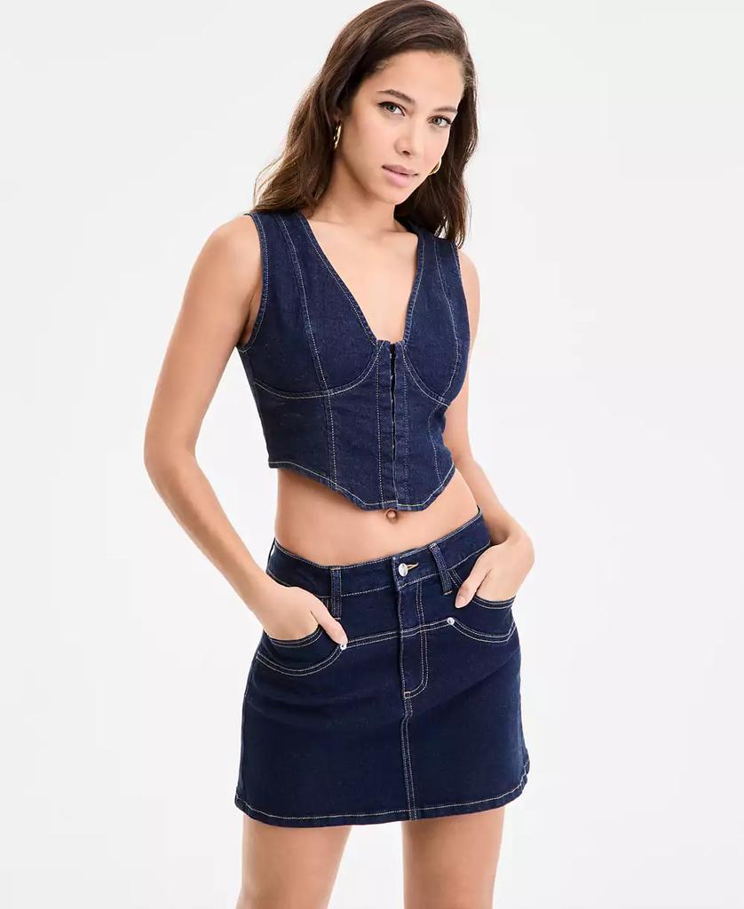 Bar III Women's Denim Corset Top, Exclusively at Macy's