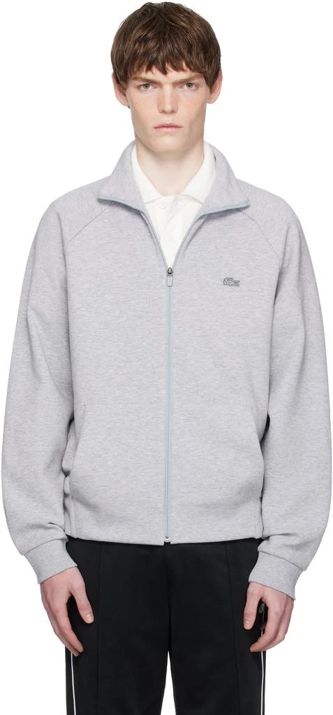 Lacoste Gray Double Faced Jersey Zip-Up Sweatshirt