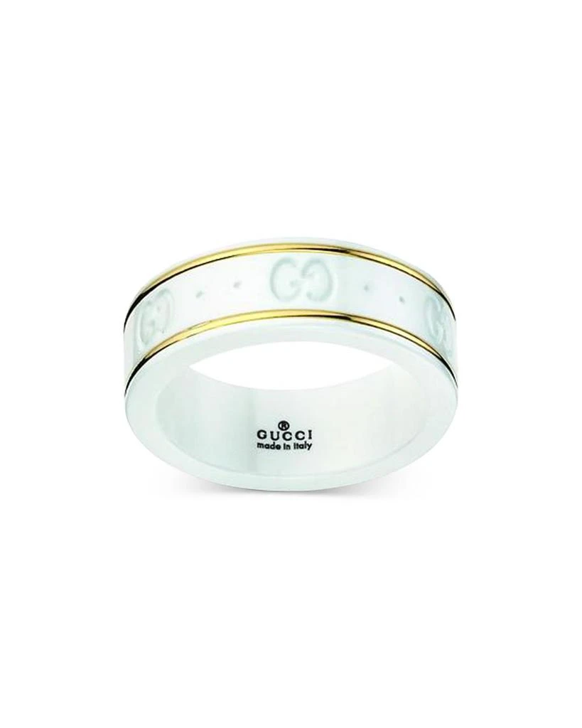 Gucci 18K Yellow Gold & White Zirconia Icon Logo Band 1