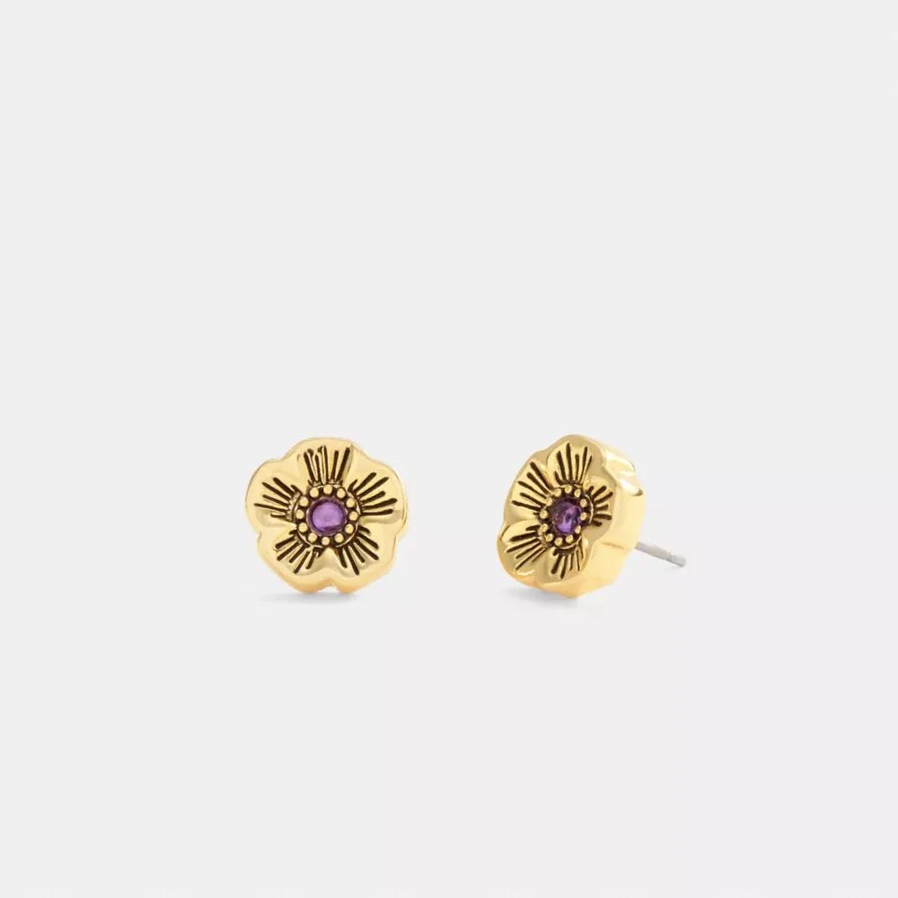 Coach Tea Rose Stone Stud Earrings 1
