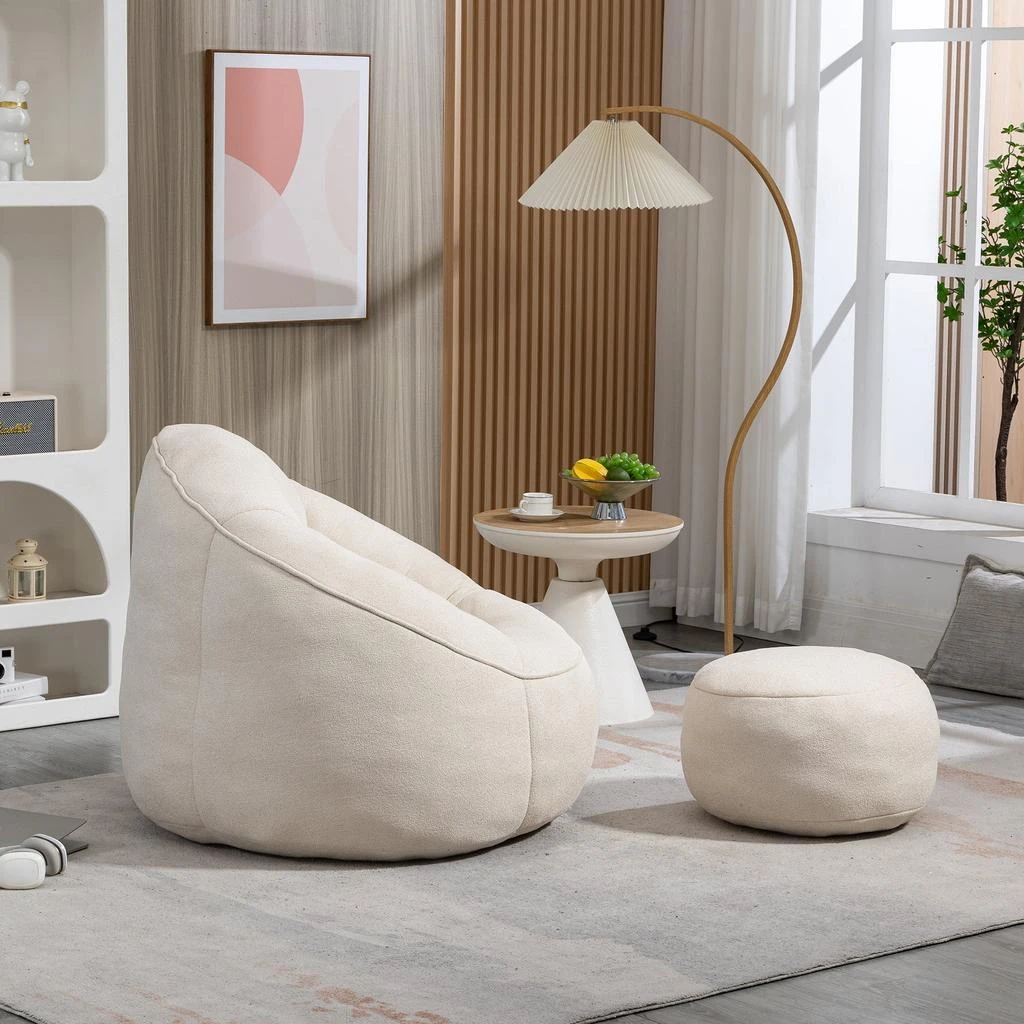 Streamdale Furniture Streamdale Compressed Foam Bean Bag Chair with Footrest 6