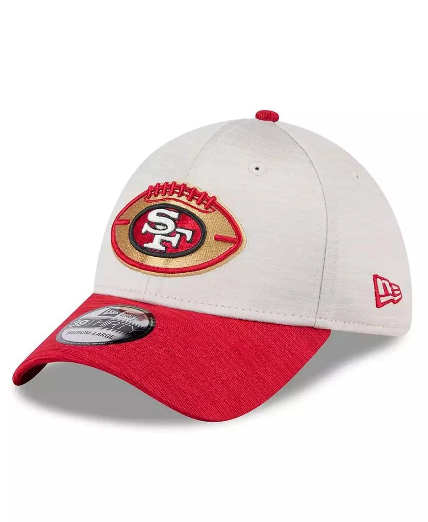 New Era Men's Stone/Scarlet San Francisco 49ers 2024 Sideline Historic 39THIRTY Flex Hat 1