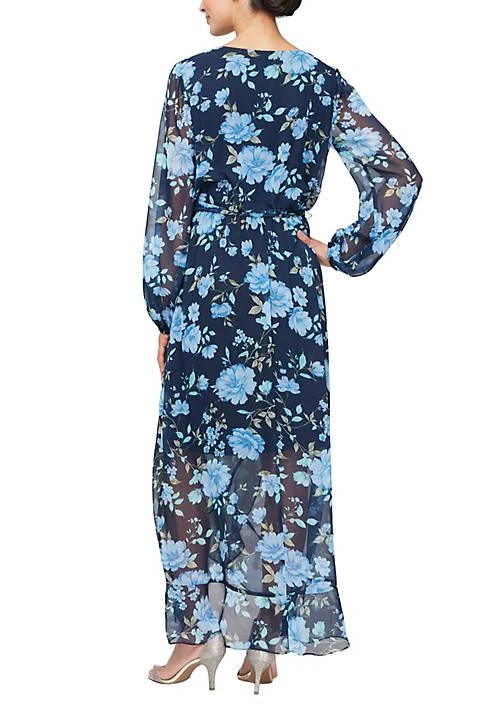 SLNY Long Printed Surplice Neckline Maxi 2