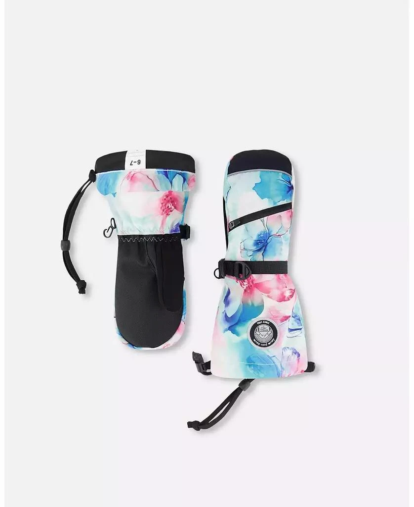 Deux par Deux Girl Winter Mittens Teknik Blue Flower Print - Child