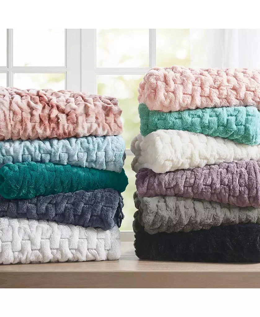 Madison Park Ruched Reversible Faux-Fur Throw, 50" x 60" 3