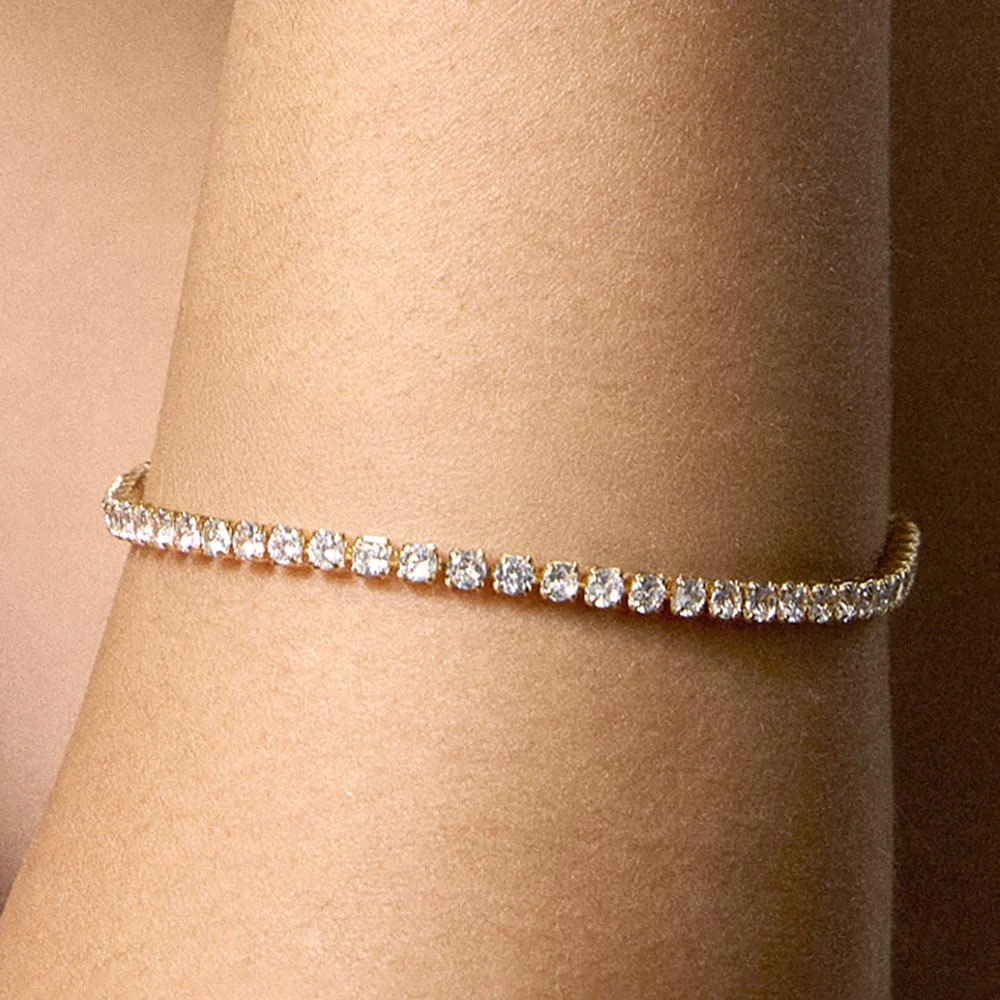 FASHNZFAB 18K Gold Filled Rectangular CZ Stone Classic Tennis Chain Bracelet