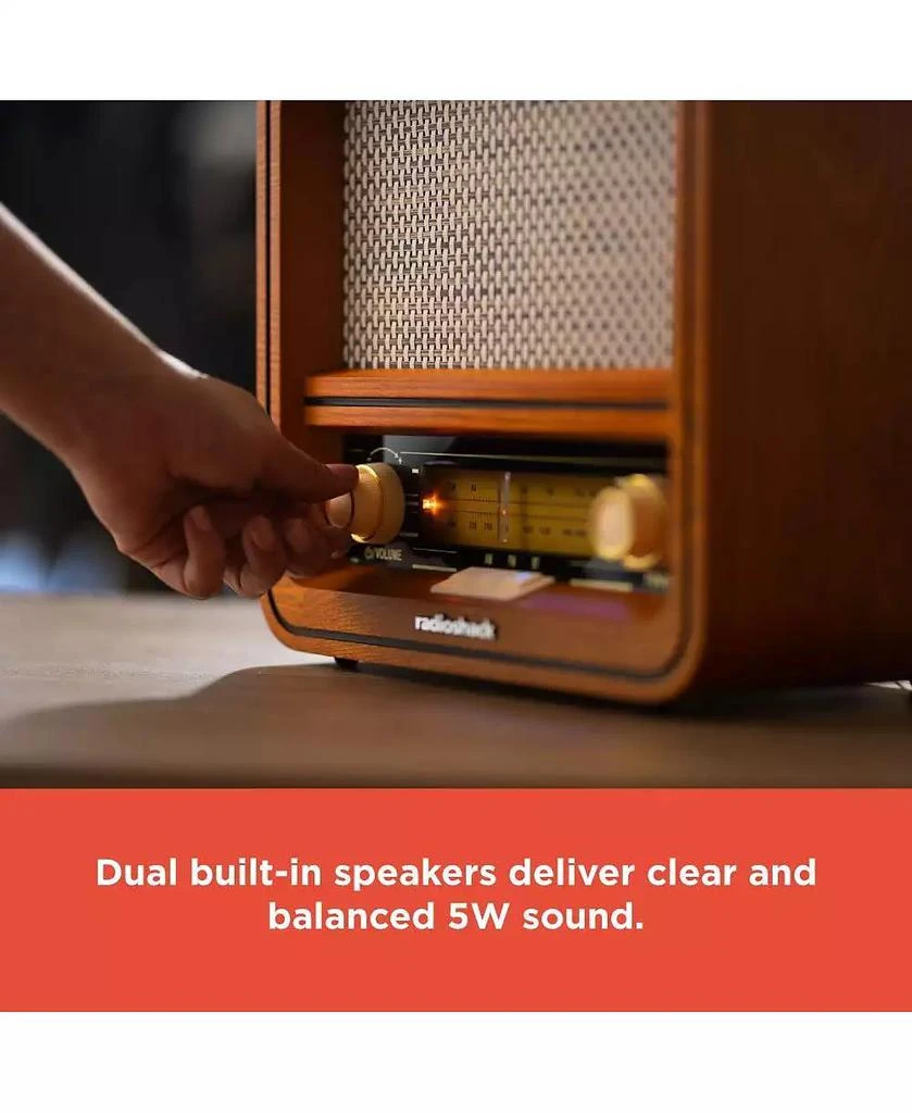 RadioShack Retro AM/FM Radio, Vintage and Classic Wood Style, Bluetooth, Dual 5W Speakers – 4001796 3