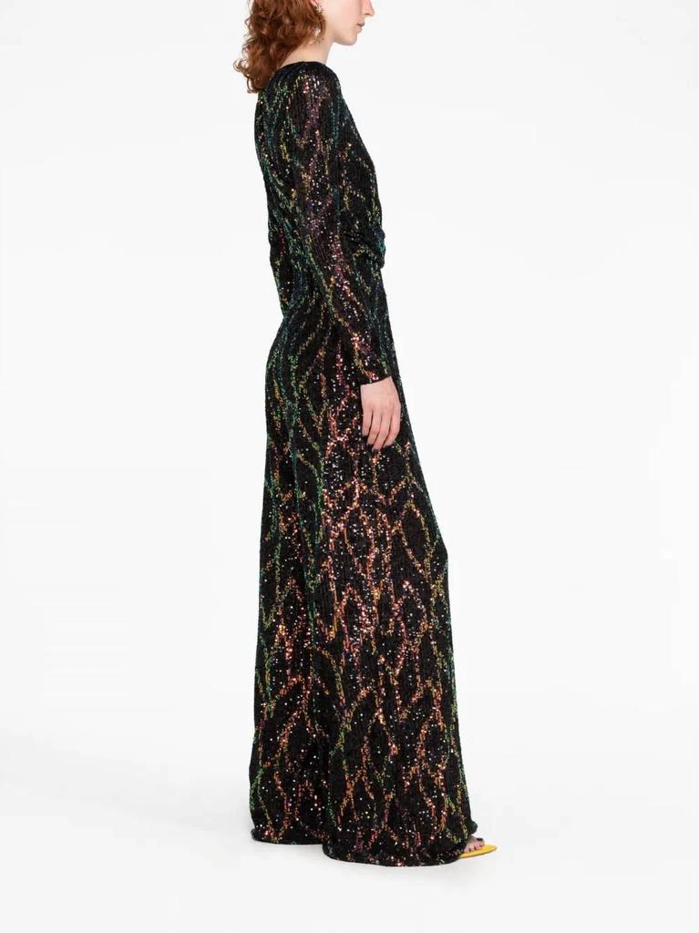 Talbot Runhof Talbot Runhof - Sequin V-Neck Long Sleeve Jumpsuit 4