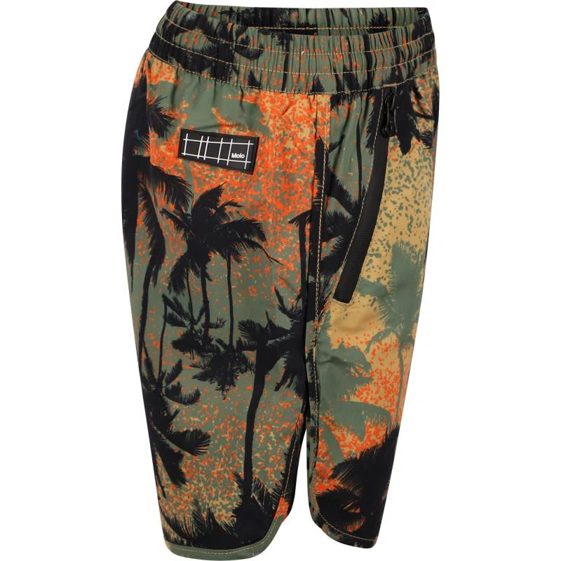 Molo Sunset palms swimming trunks in green and orange 2