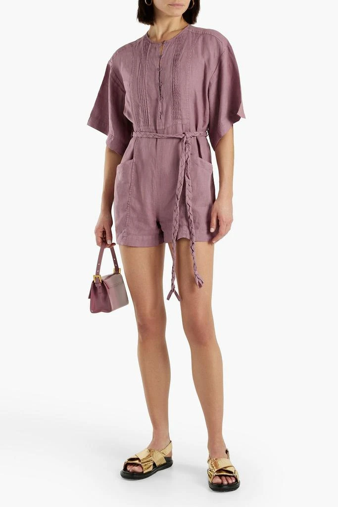 Joie Colin pintucked linen playsuit 2