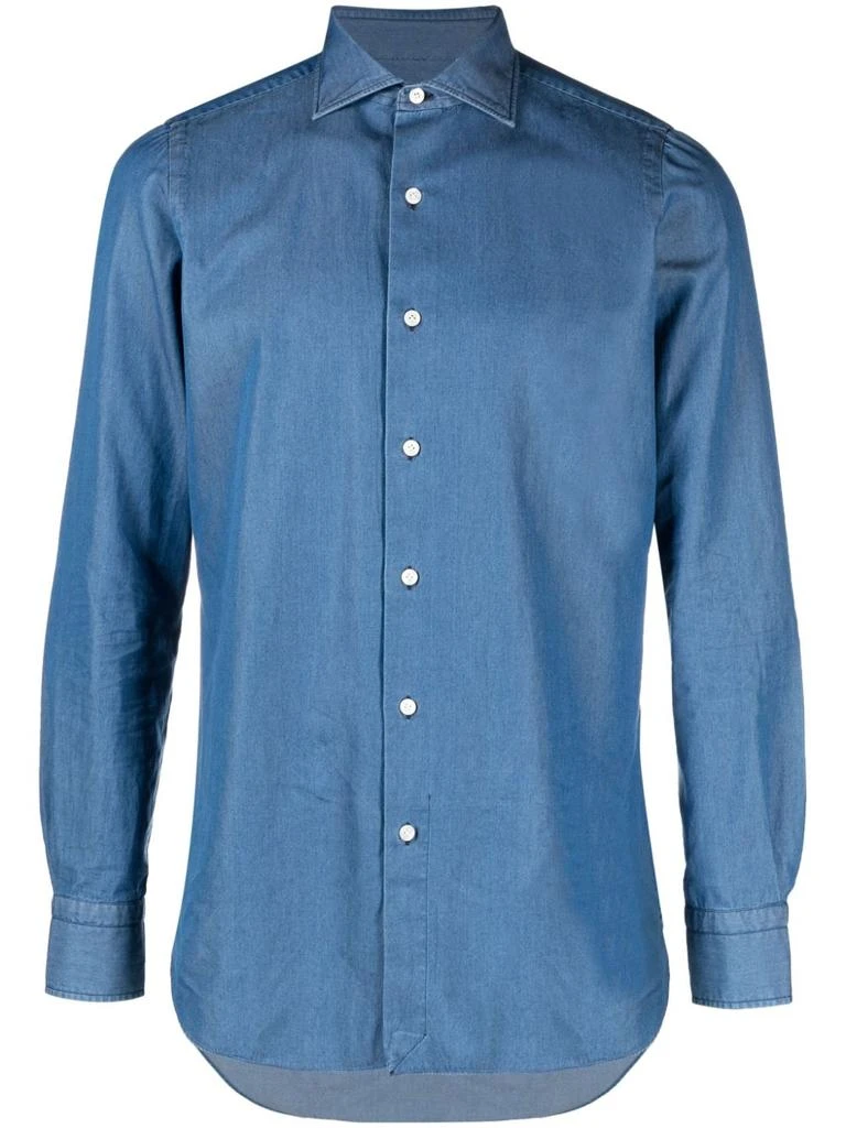 Finamore 1925 Napoli Men's Shirts Clear blue 1