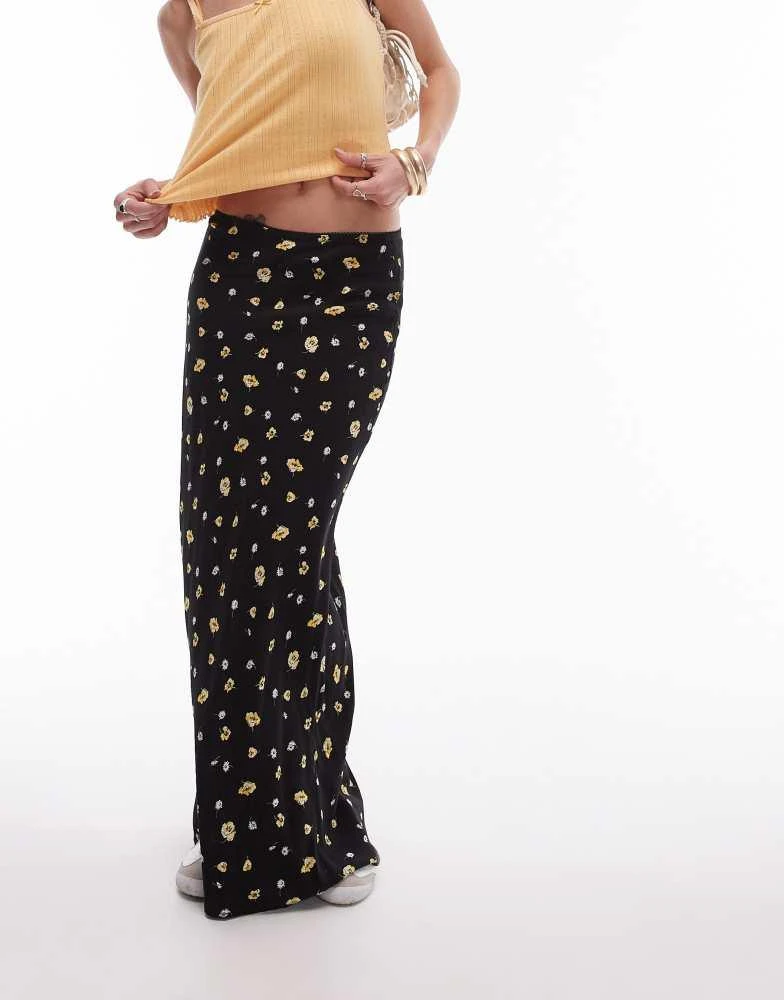 Topshop Topshop maxi skirt in yellow ditsy print 1