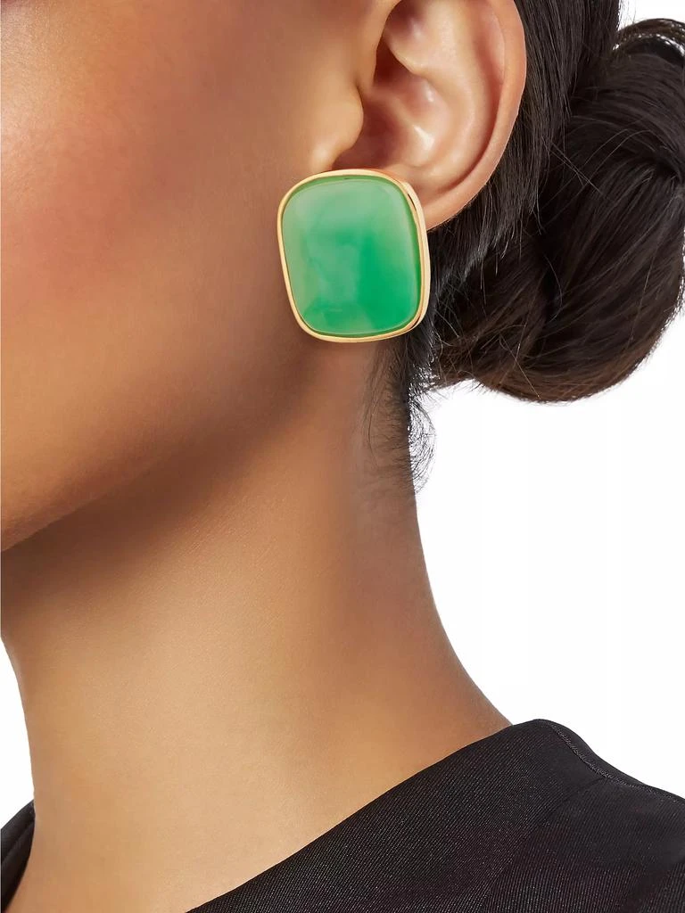 Kenneth Jay Lane Faux Ming Jade Rectangular Clip-On Earrings 2