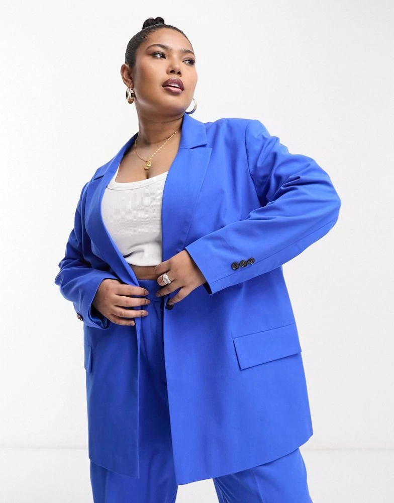 ASOS ASOS DESIGN Curve oversized suit blazer in electric blue 1