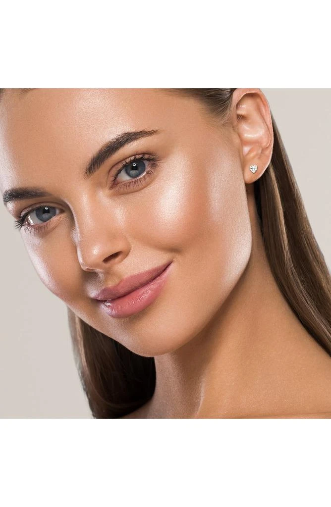 A&M 14K Yellow Gold Cubic Zirconia Heart Stud Earrings 2