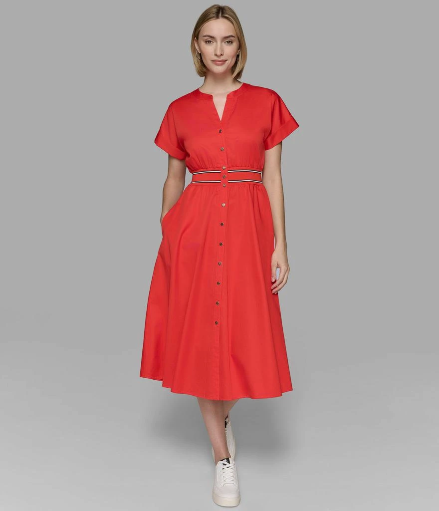 Karl Lagerfeld Paris COLLARLESS MIDI SHIRT DRESS 1