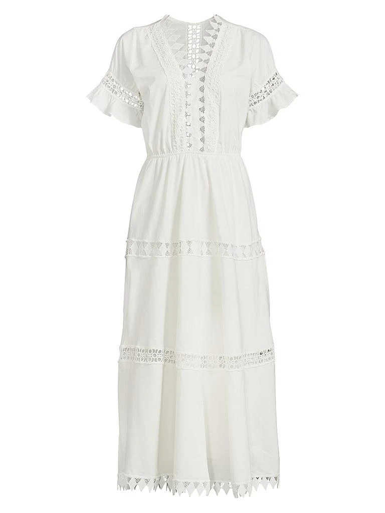 Peixoto Ora Tiered Cotton Midi-Dress - White Peixoto Ora Tiered Cotton Midi-Dress - White