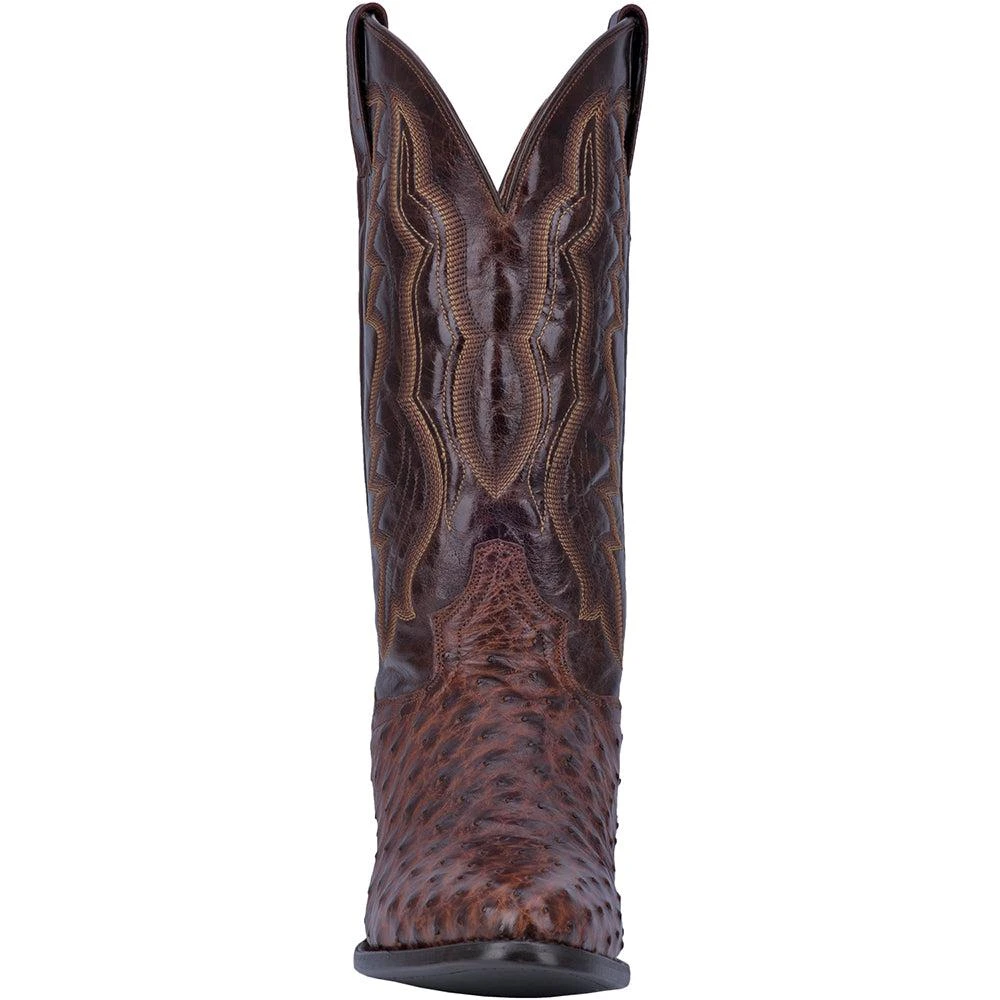 Dan Post Boots Pershing Ostrich Embroidered Round Toe Pull On Cowboy Boots 5