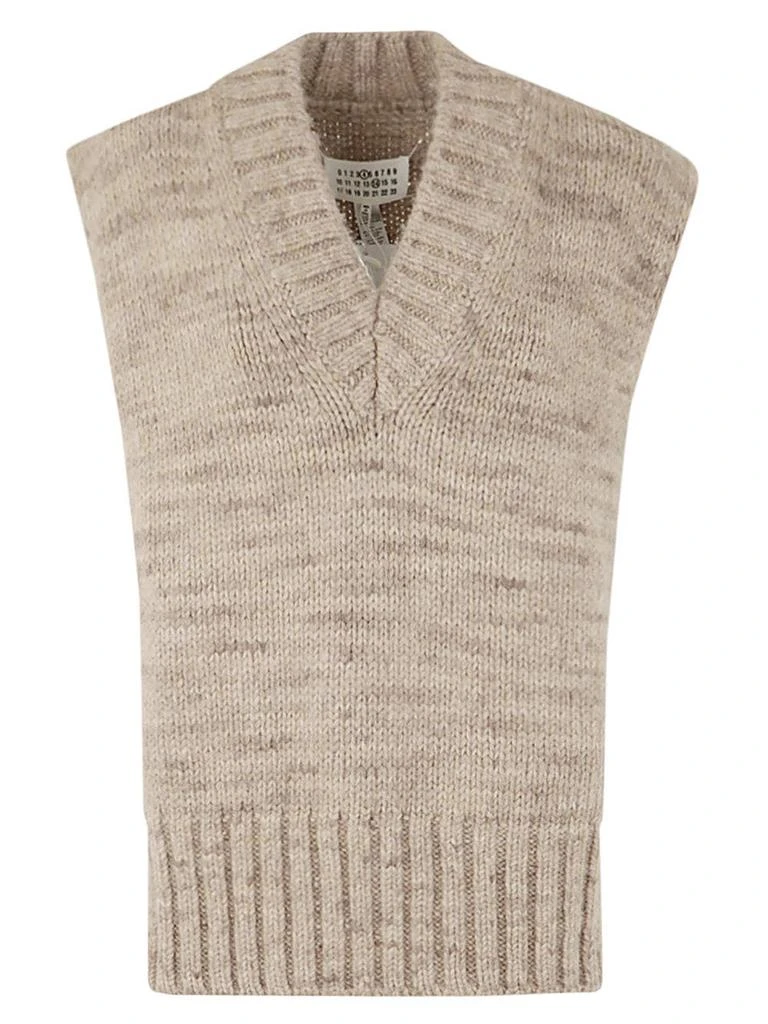 Maison Margiela Maison Margiela V-Neck Ribbed Knitted Vest 1