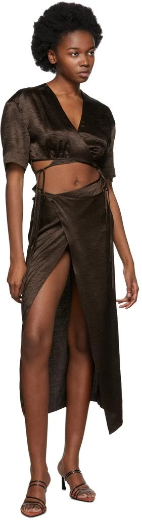 Yuzefi Brown Wrap Top T-Shirt 4