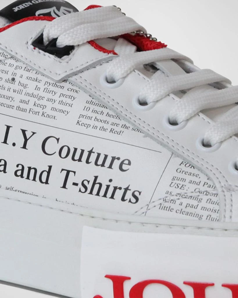 John Galliano Paris Men's Gazette Low-Top Leather Sneakers 4