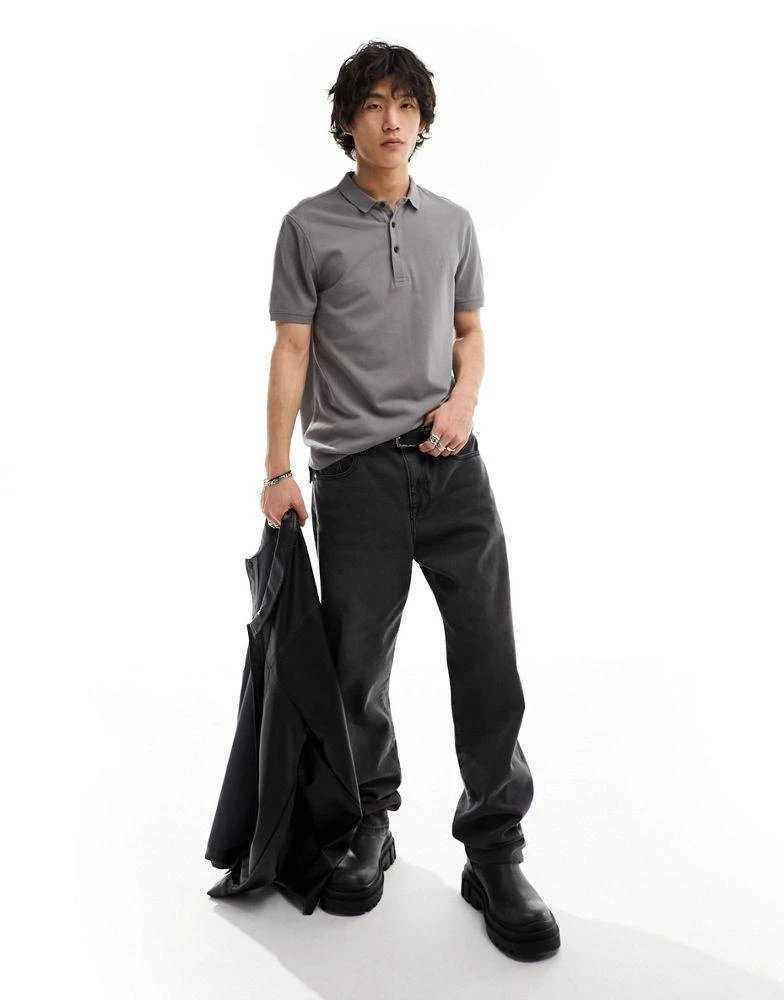 ALL SAINTS AllSaints Reform polo shirt in ash grey 4