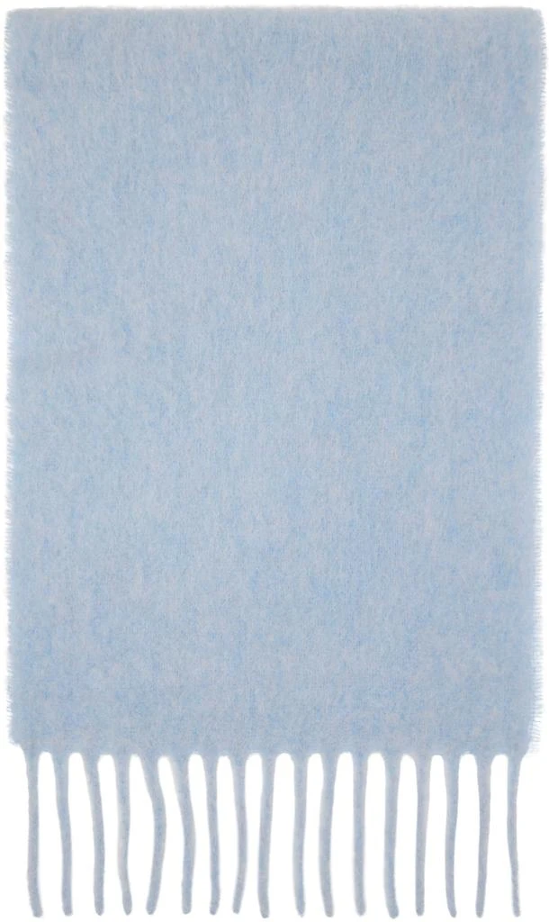 Marni Blue Brushed Alpaca Logo Scarf 2