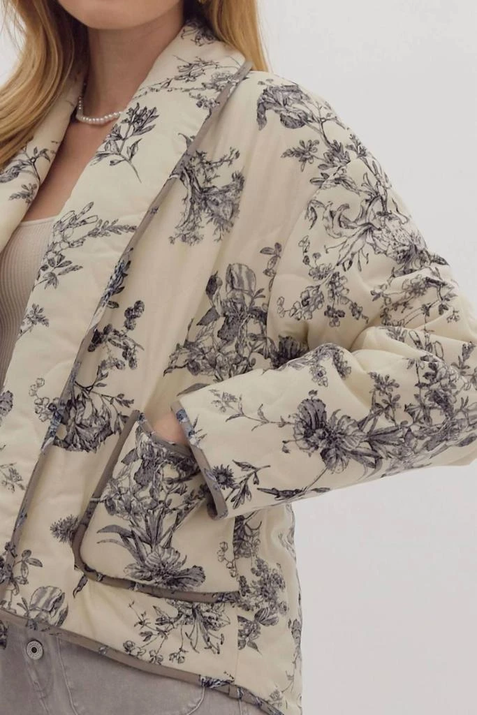 entro Layers Of Love Floral Quilted Jacket In Ecru 5
