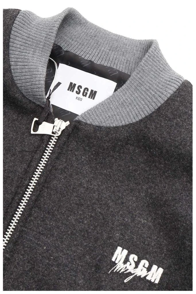 MSGM MSGM Kids Logo Patch Zipped Bomber Jacket 4