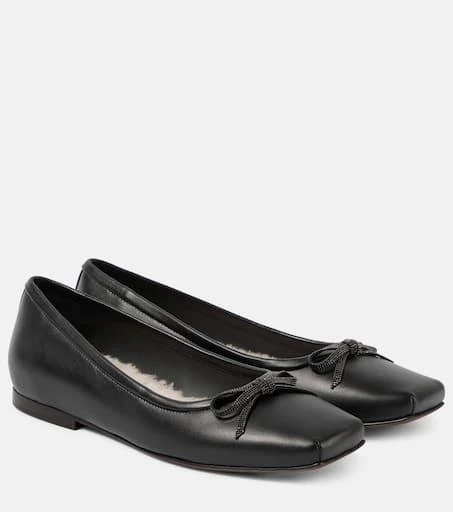 Brunello Cucinelli Monili bow-detail leather ballet flats 1