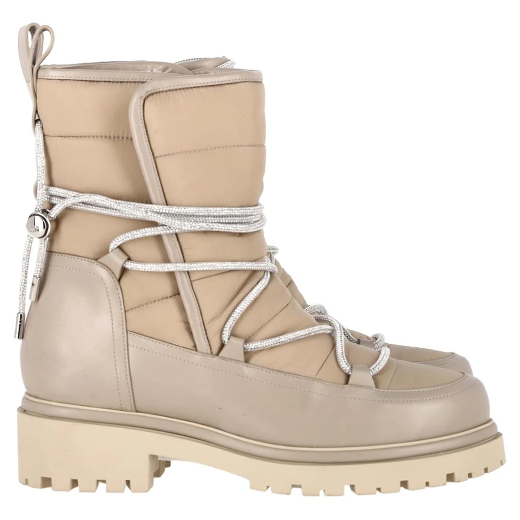 Roger Vivier Embellished Shell Ankle Boots in Beige Leather 1