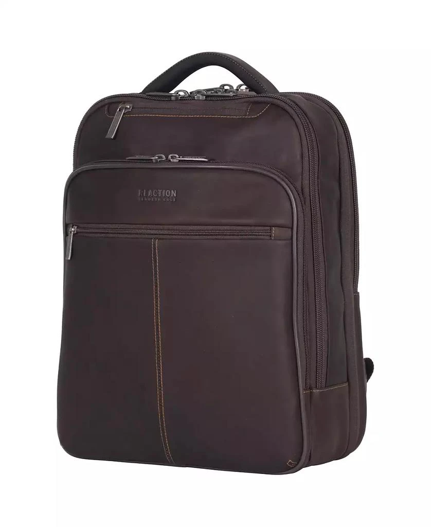 Kenneth Cole Full-Grain Colombian Leather 16" Laptop Tablet Travel Backpack 6