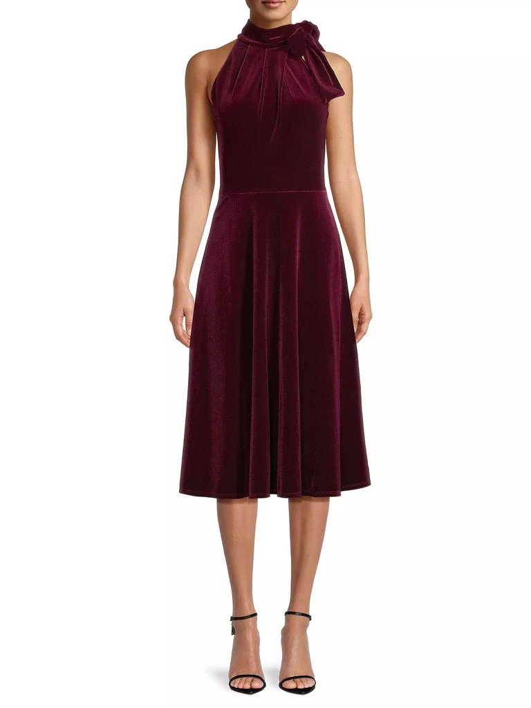 Black Halo Audrey Velvet Tie-Neck Midi Dress 3