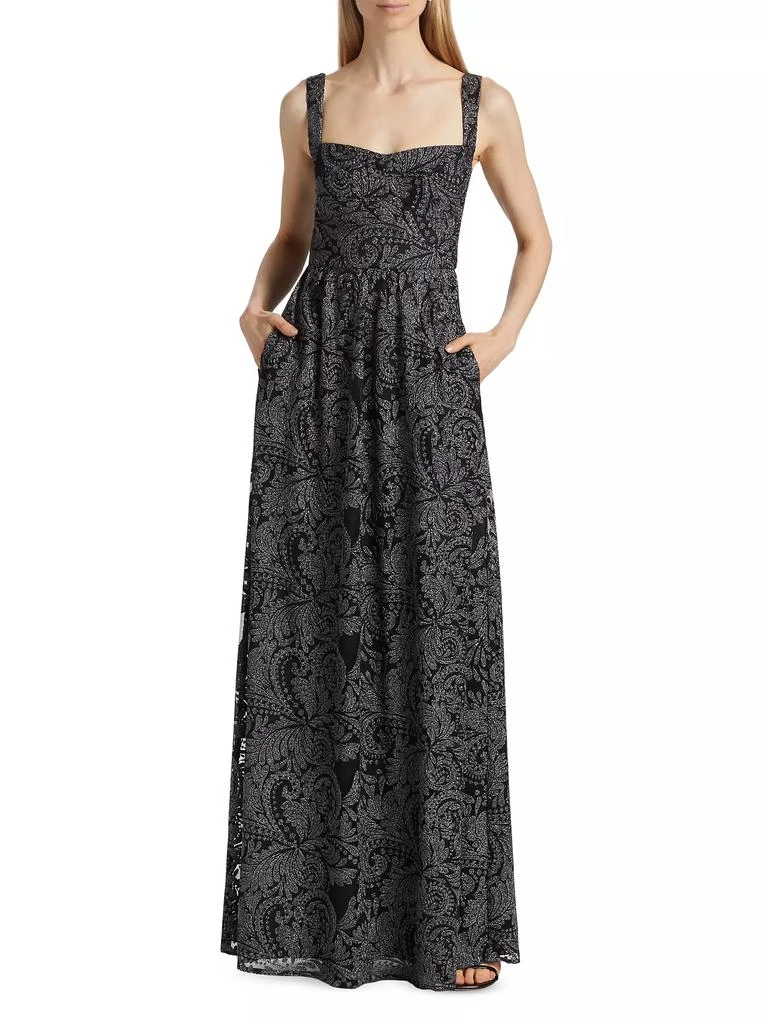 Saloni Rachel Paisley Tulle Maxi Dress 3