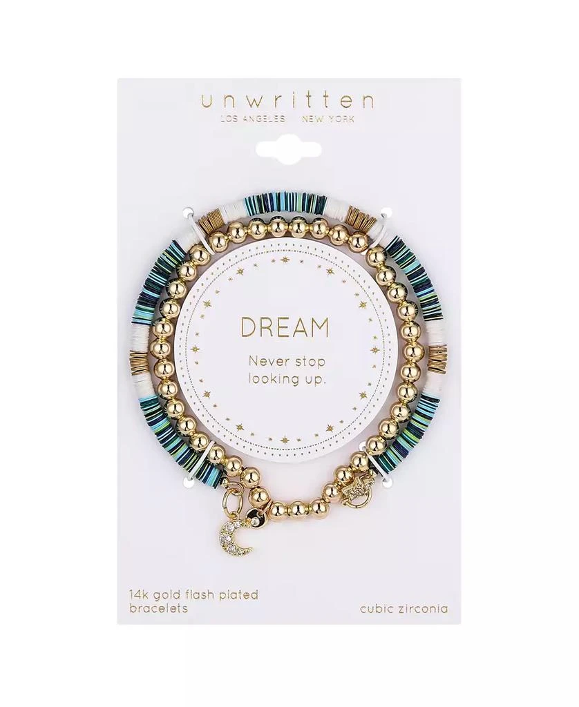 Unwritten Multi Color Disk Bead Moon and Star and Stretch Bracelet Set 2